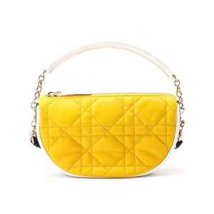 Christian Dior Hobo Vive Small 2 Way Shoulder Bag Yellow White